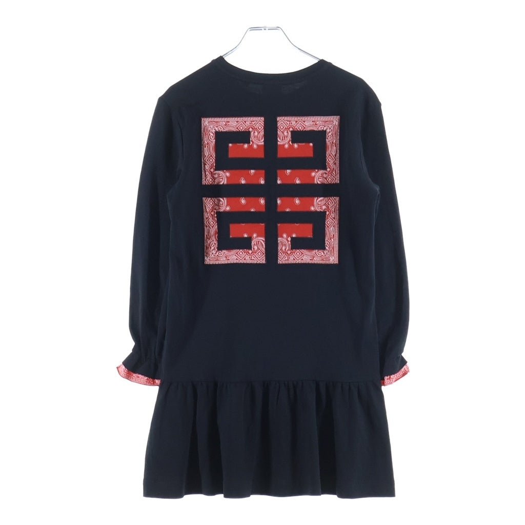 GIVENCHY(ジバンシィ) ペイズリー柄 ロゴプリントワンピース ドレス コットン ブラック H12220 3261676 018214 キッズ