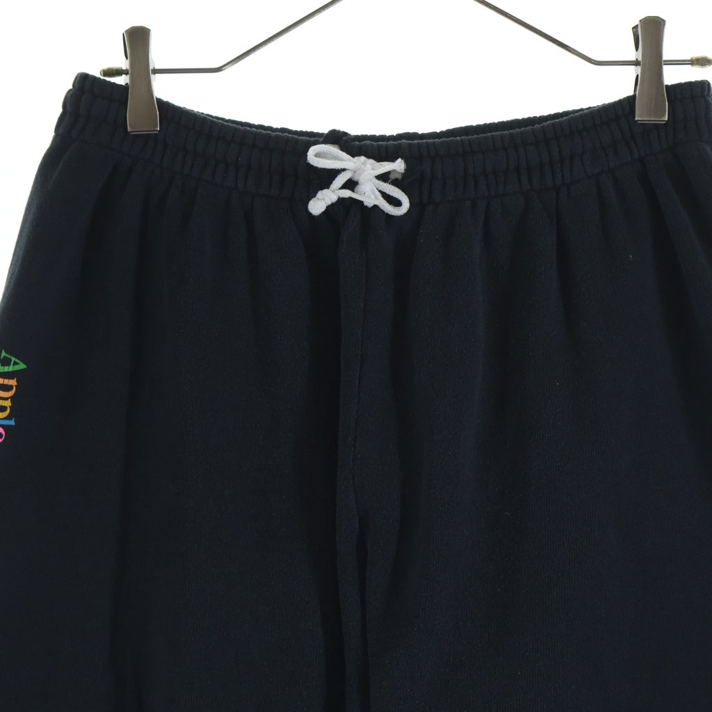 Hanes(ヘインズ) 80-90s VINTAGE apple アップル ロゴプリントスウェットパンツ ジョガーパンツ ドローストリング 裾リブ コットン アクリル ヴィンテージ ブラック