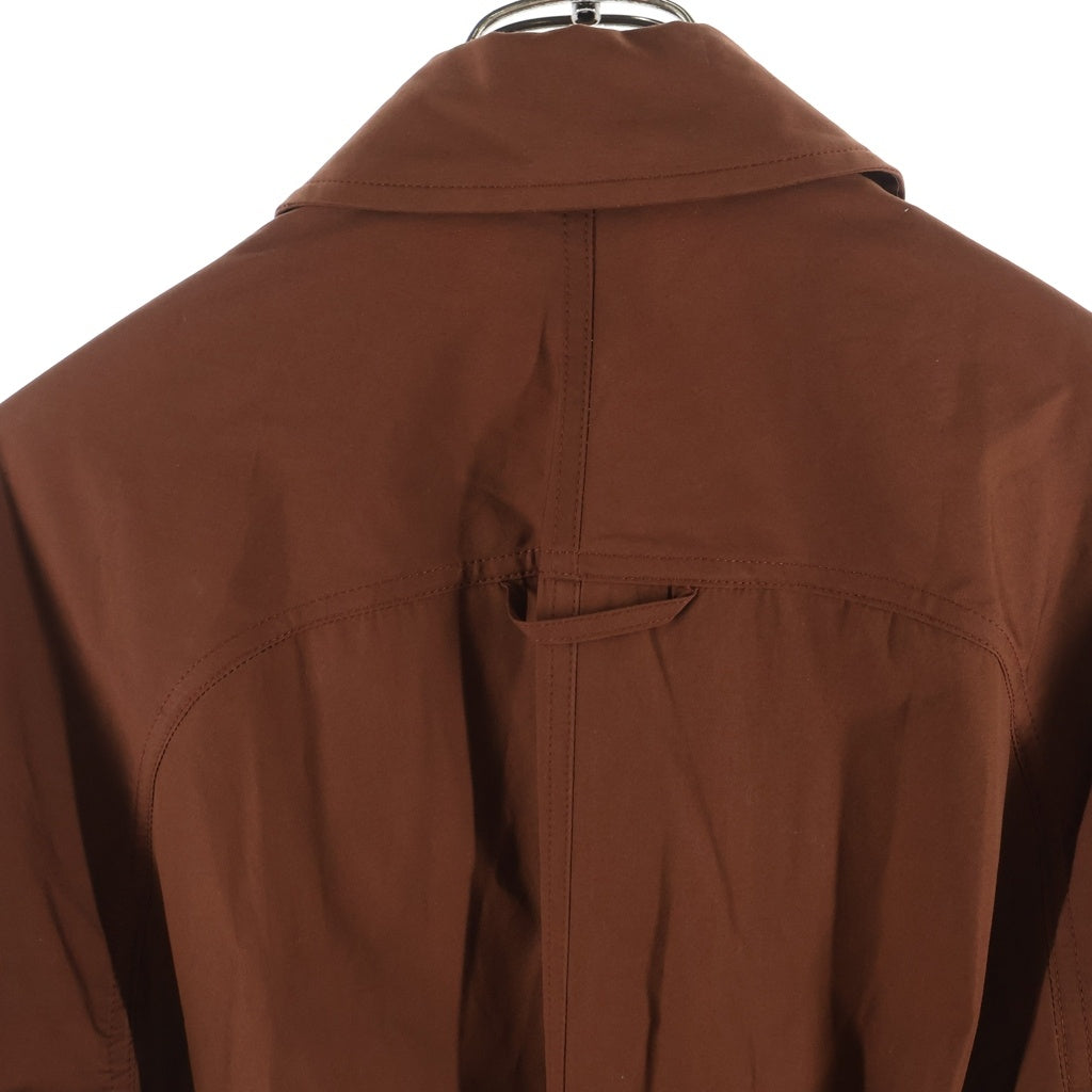 HERMES(エルメス) ラムレザー切り替え アシンメトリー ベルテッドロングコート コットン フランス製 ブラウン系 レディース 5E0146DE