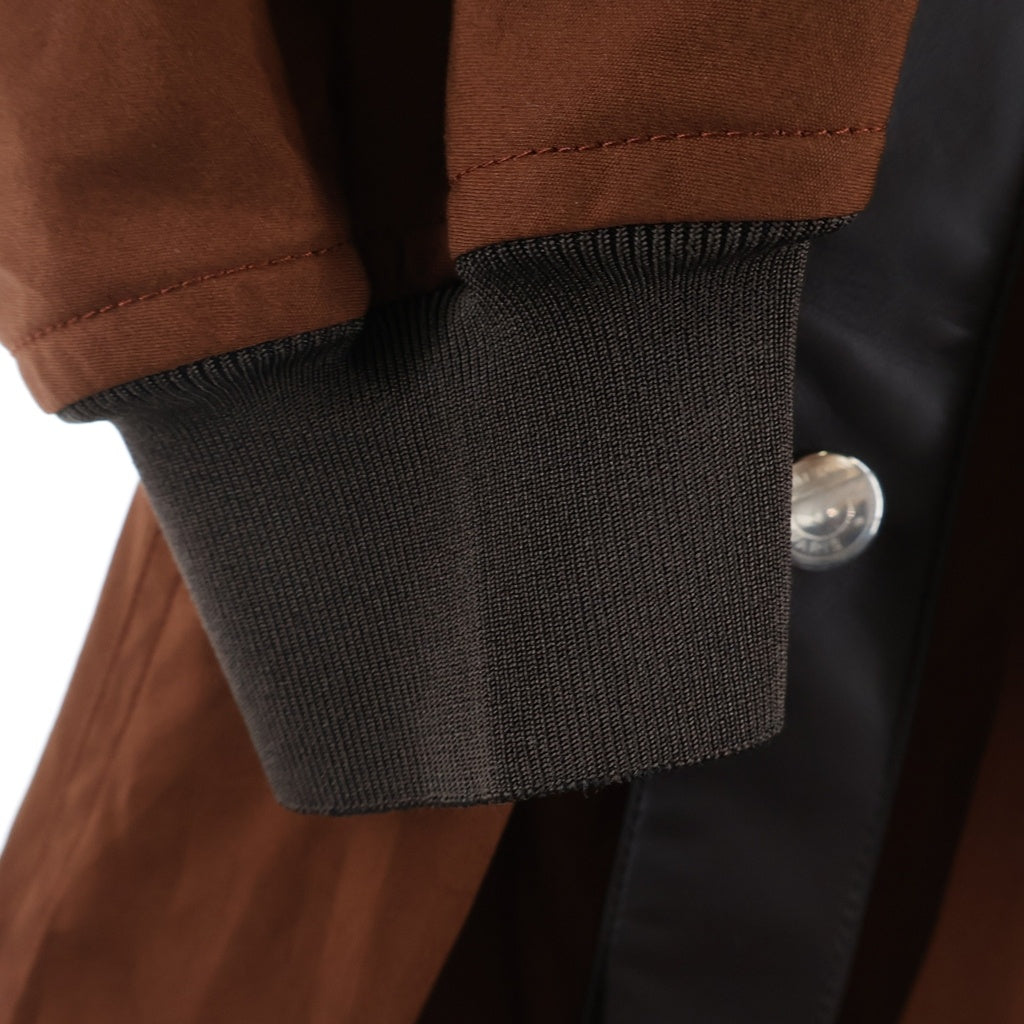 HERMES(エルメス) ラムレザー切り替え アシンメトリー ベルテッドロングコート コットン フランス製 ブラウン系 レディース 5E0146DE