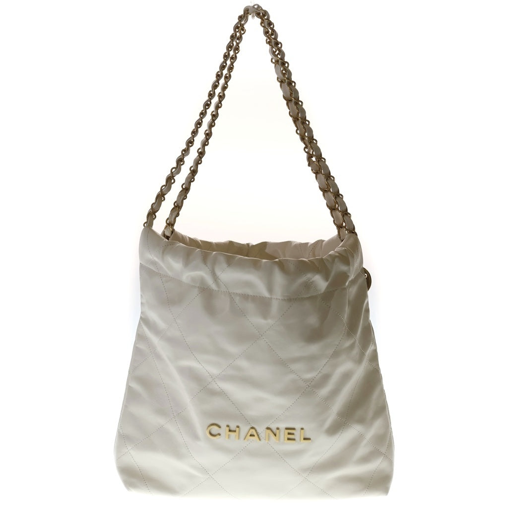CHANEL(シャネル) シャネル22 スモール チェーンショルダーバッグ ホワイト カーフスキン AS3261 ゴールド金具 レディース