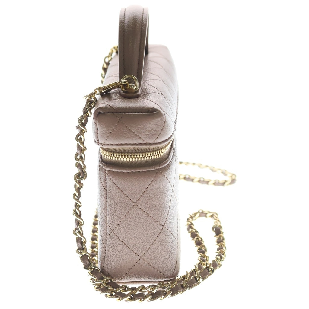 CHANEL(シャネル) バニティ チェーンショルダーバッグ ミニバッグ ピンクベージュ レザー AP4385 ゴールド金具 レディース