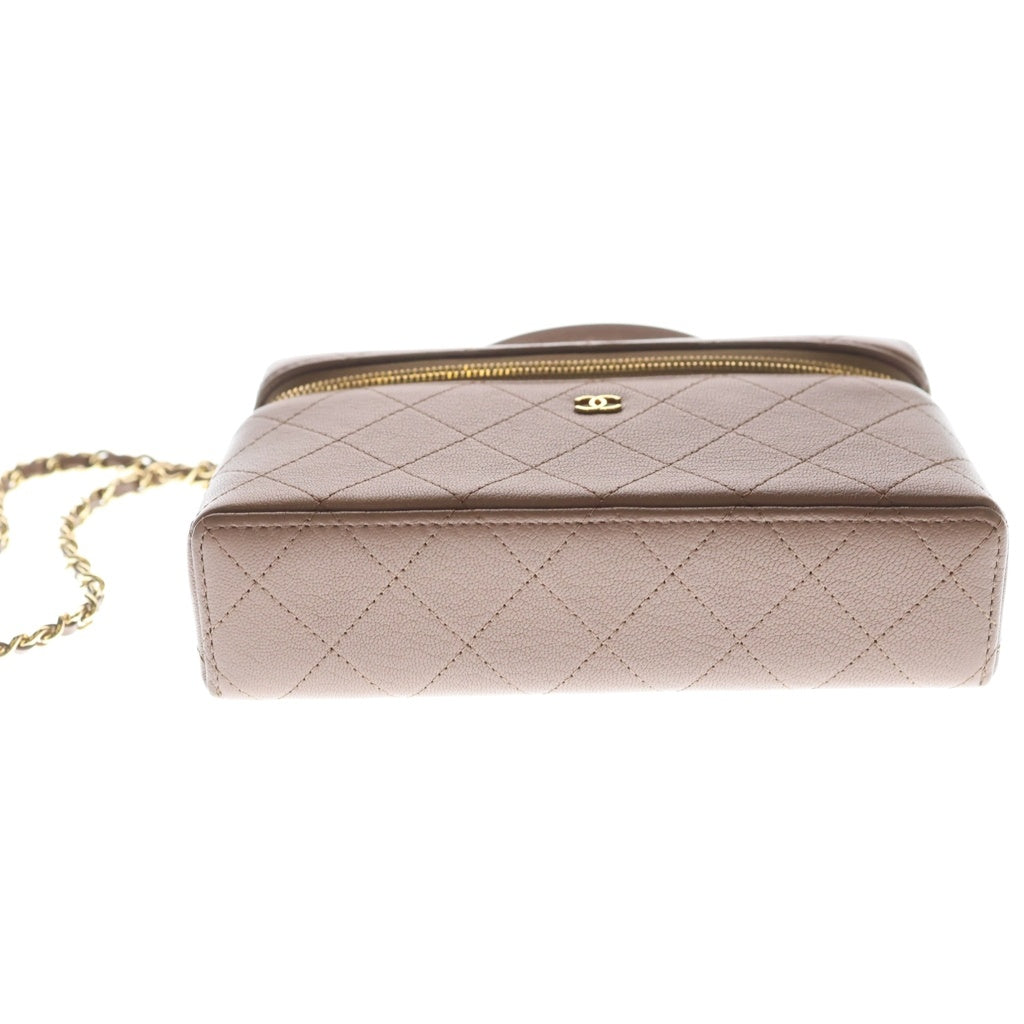 CHANEL(シャネル) バニティ チェーンショルダーバッグ ミニバッグ ピンクベージュ レザー AP4385 ゴールド金具 レディース
