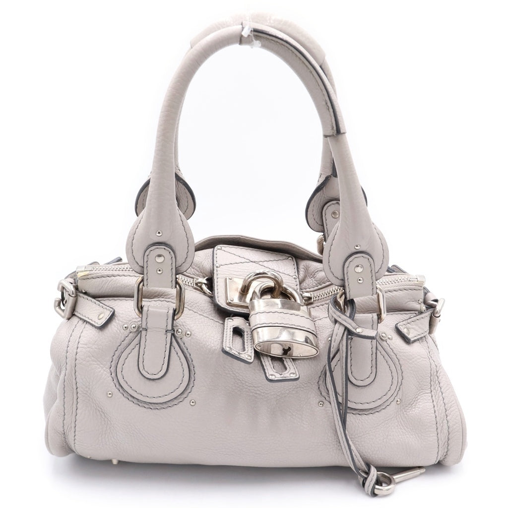 Chloe(クロエ) パディントン ハンドバッグ ライトグレー レザー ゴールド金具 レディース