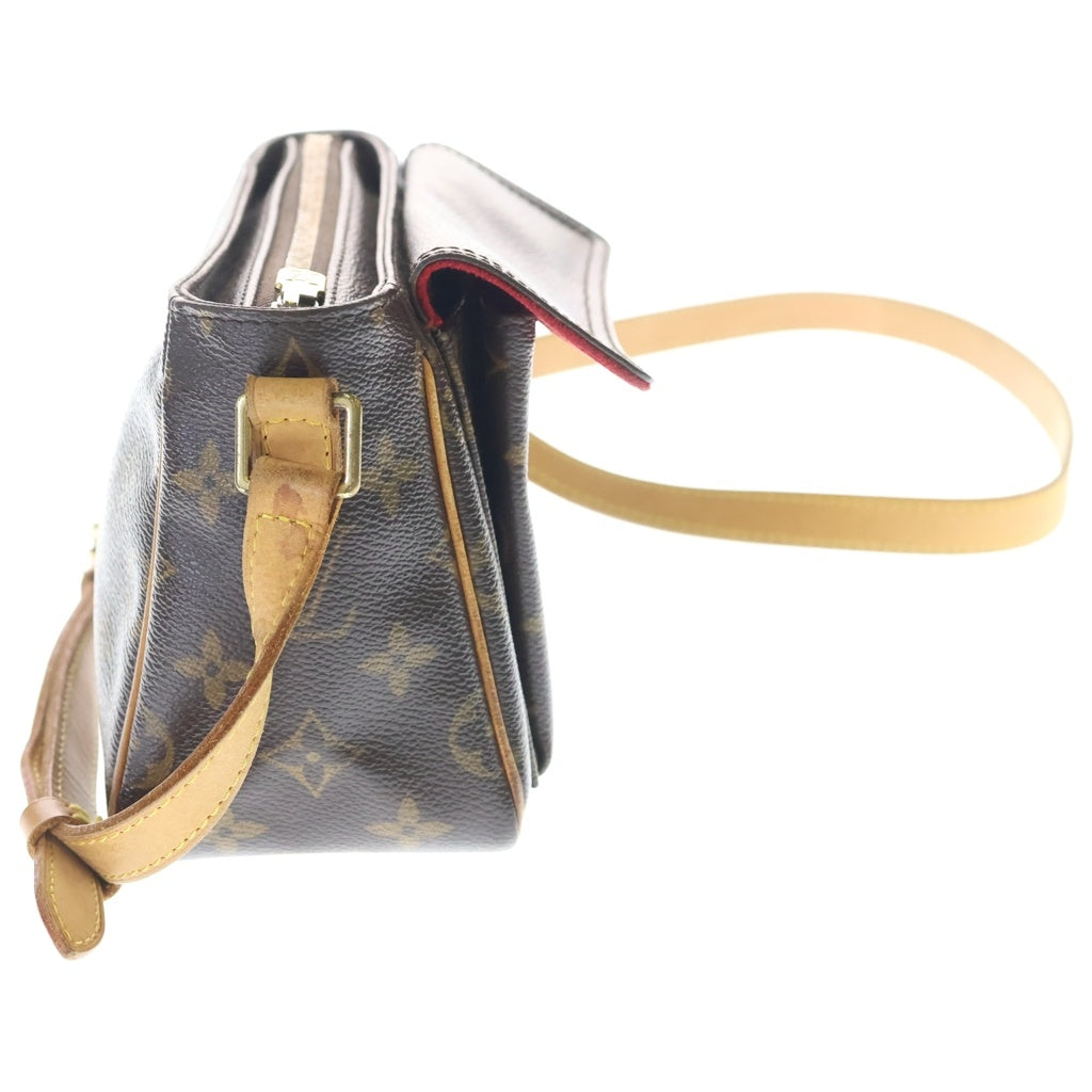 LOUIS VUITTON(ルイヴィトン) モノグラム ヴィバシテPM ショルダーバッグ ミニバッグ ブラウン レザー×PVC M51165 ゴールド金具 レディース