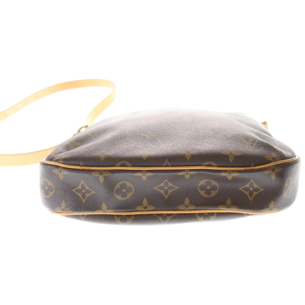 LOUIS VUITTON(ルイヴィトン) モノグラム オデオンPM ショルダーバッグ ポシェット ブラウン レザー×PVC M56390 ゴールド金具 レディース