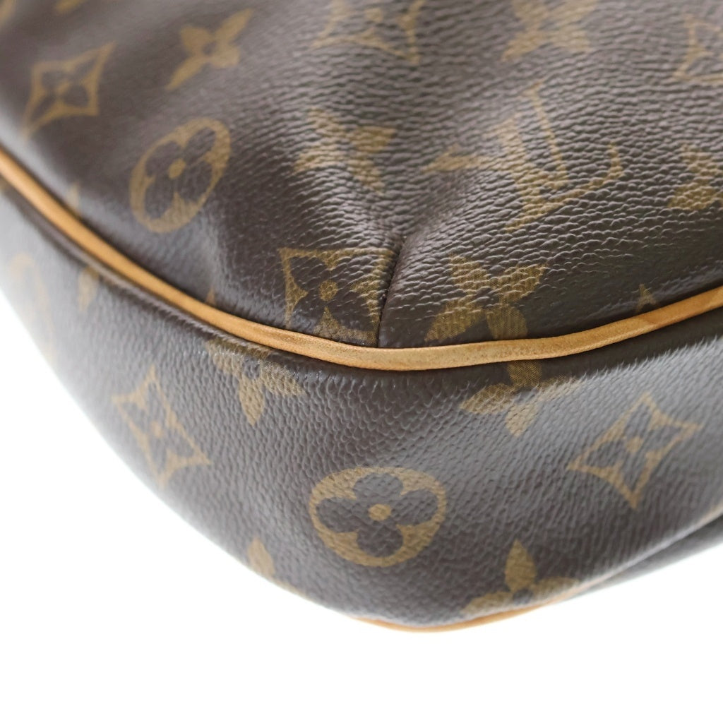LOUIS VUITTON(ルイヴィトン) モノグラム オデオンPM ショルダーバッグ ポシェット ブラウン レザー×PVC M56390 ゴールド金具 レディース