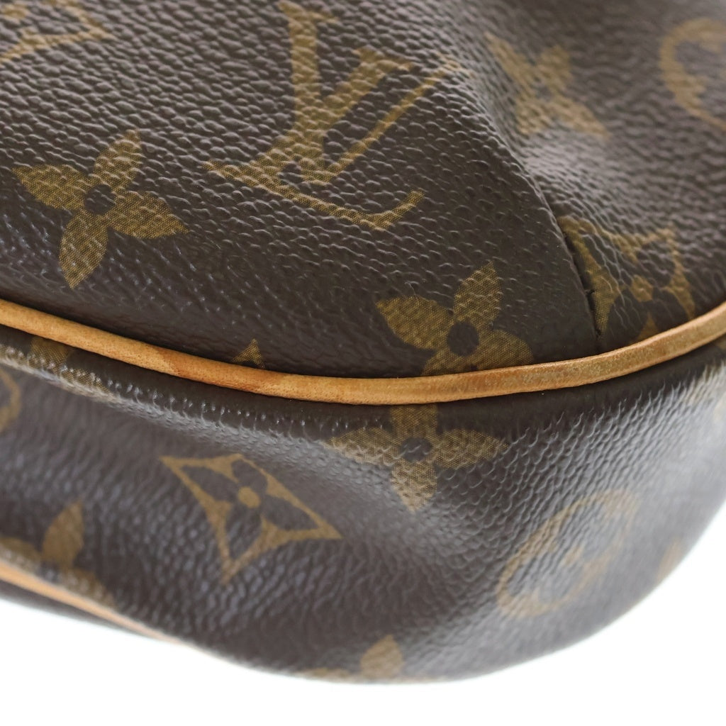 LOUIS VUITTON(ルイヴィトン) モノグラム オデオンPM ショルダーバッグ ポシェット ブラウン レザー×PVC M56390 ゴールド金具 レディース