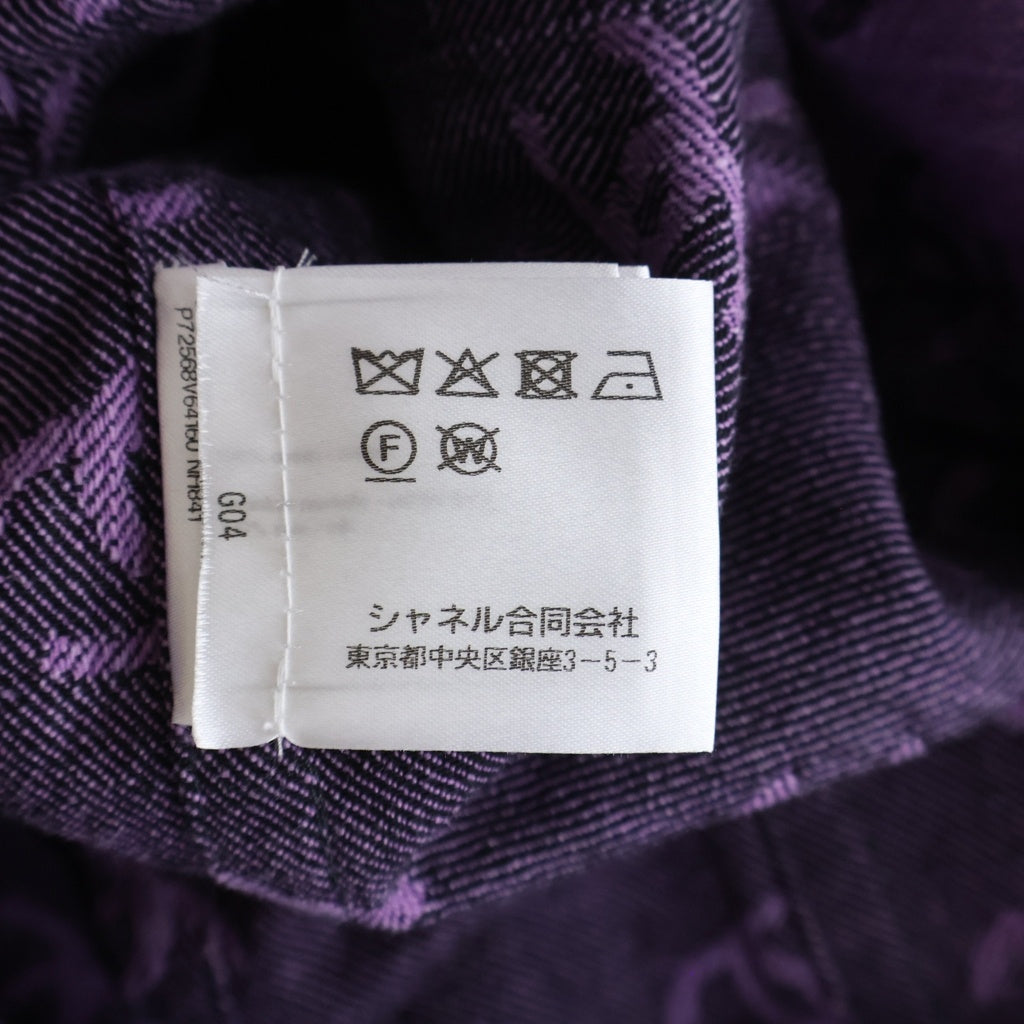 CHANEL(シャネル) ココマークノーカラージャケット パープル×ブラック コットン #36 P72568V64160 レディース