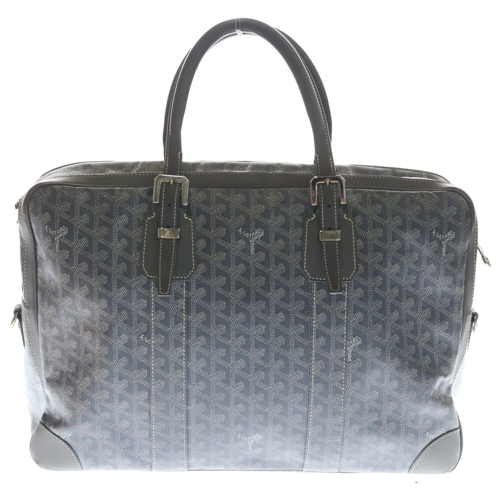 GOYARD(ゴヤール) アンバサードMM ハンドバッグ ビジネスバッグ グレー レザー シルバー金具