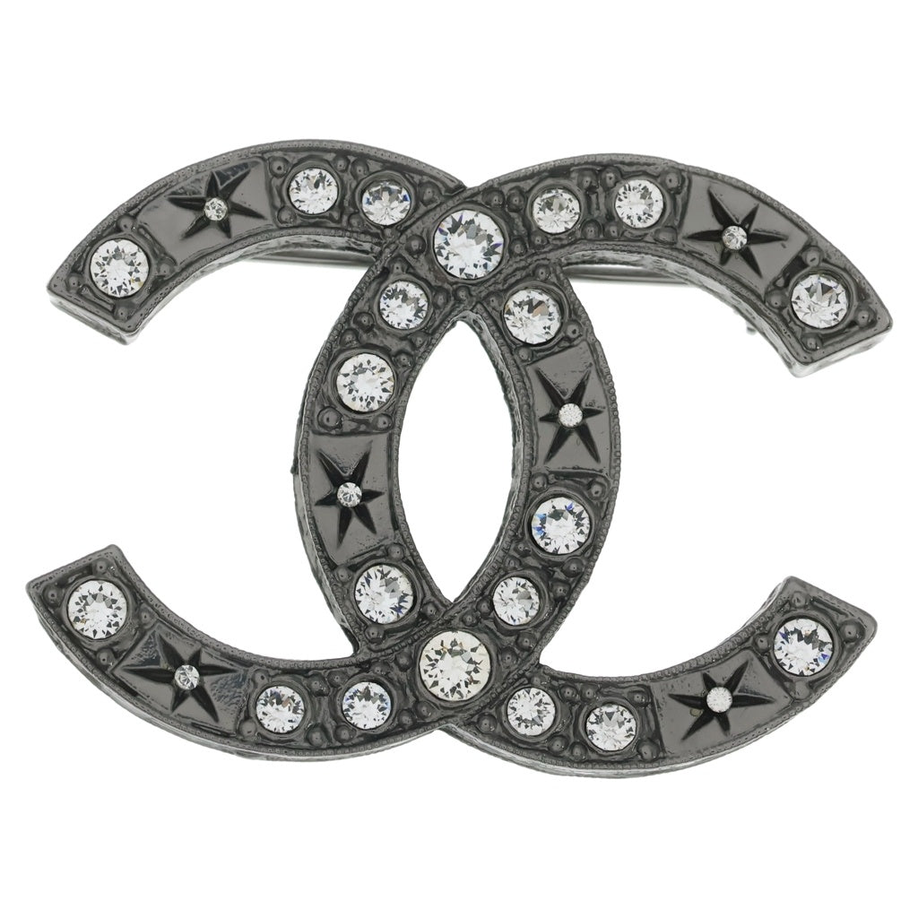 CHANEL(シャネル) ココマーク ラインストーンブローチ ピンバッジ シルバー レディース