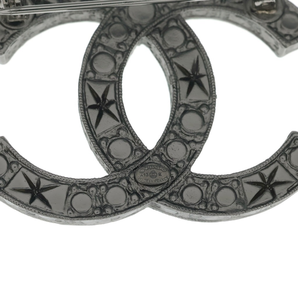 CHANEL(シャネル) ココマーク ラインストーンブローチ ピンバッジ シルバー レディース
