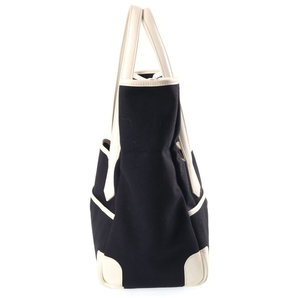 HERMES(エルメス) パスパス トートバッグ ハンドバッグ ホワイト×ブラック トワルアッシュ×レザー レディース