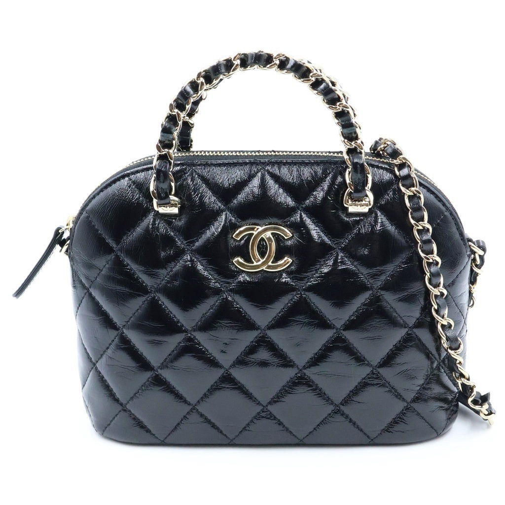 CHANEL(シャネル) マトラッセ スモールショッピングバッグ チェーンバッグ ブラック カーフスキン AS5130 ゴールド金具 レディース