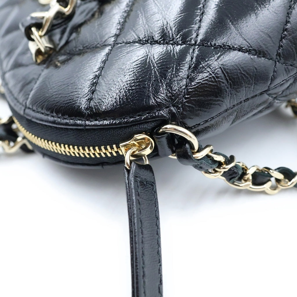CHANEL(シャネル) マトラッセ スモールショッピングバッグ チェーンバッグ ブラック カーフスキン AS5130 ゴールド金具 レディース