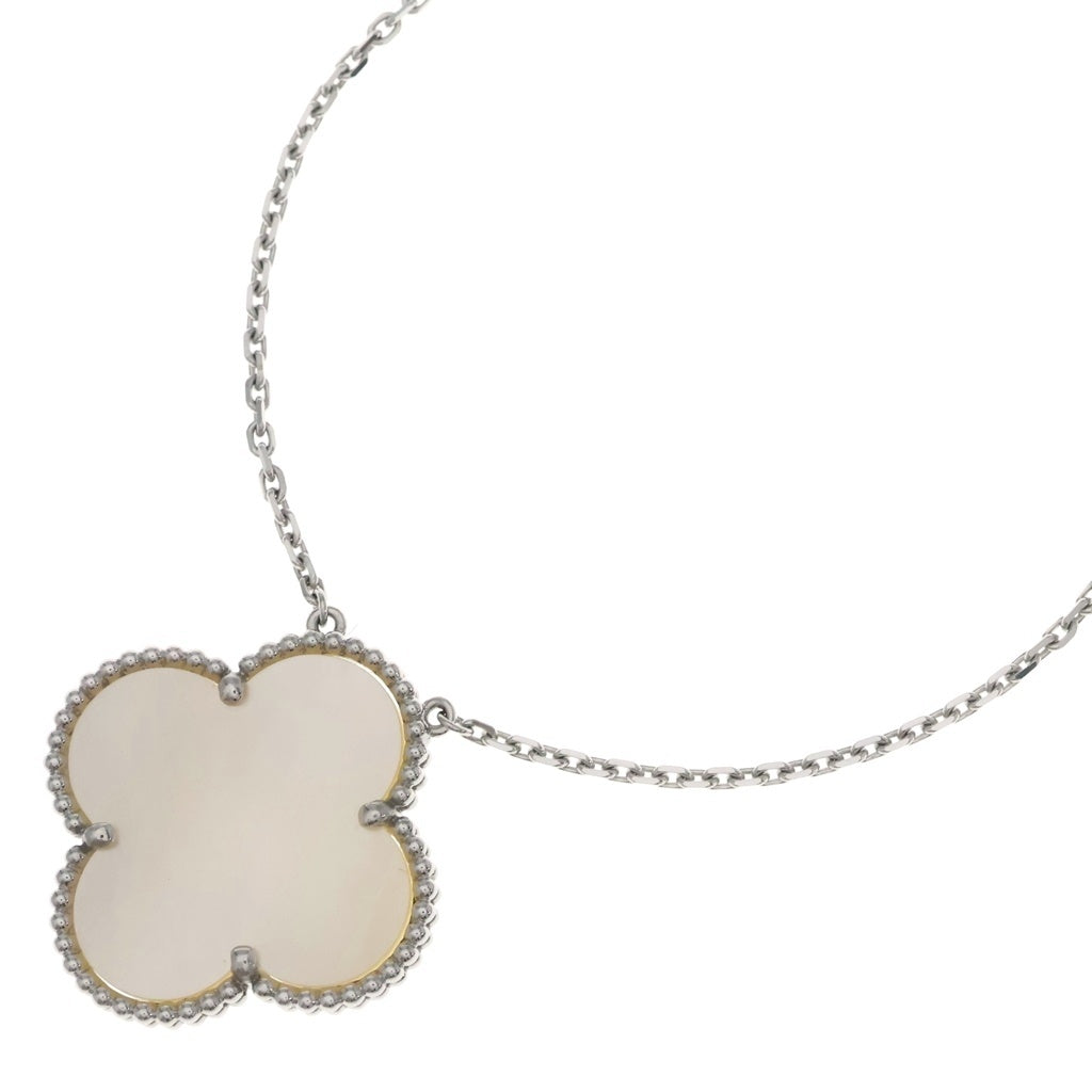 Van Cleef & Arpels(ヴァンクリーフアンドアーペル) マジックアルハンブラ ネックレス ペンダント チェーン マザーオブパール ホワイトゴールド 750WG VCARN32200 レディース