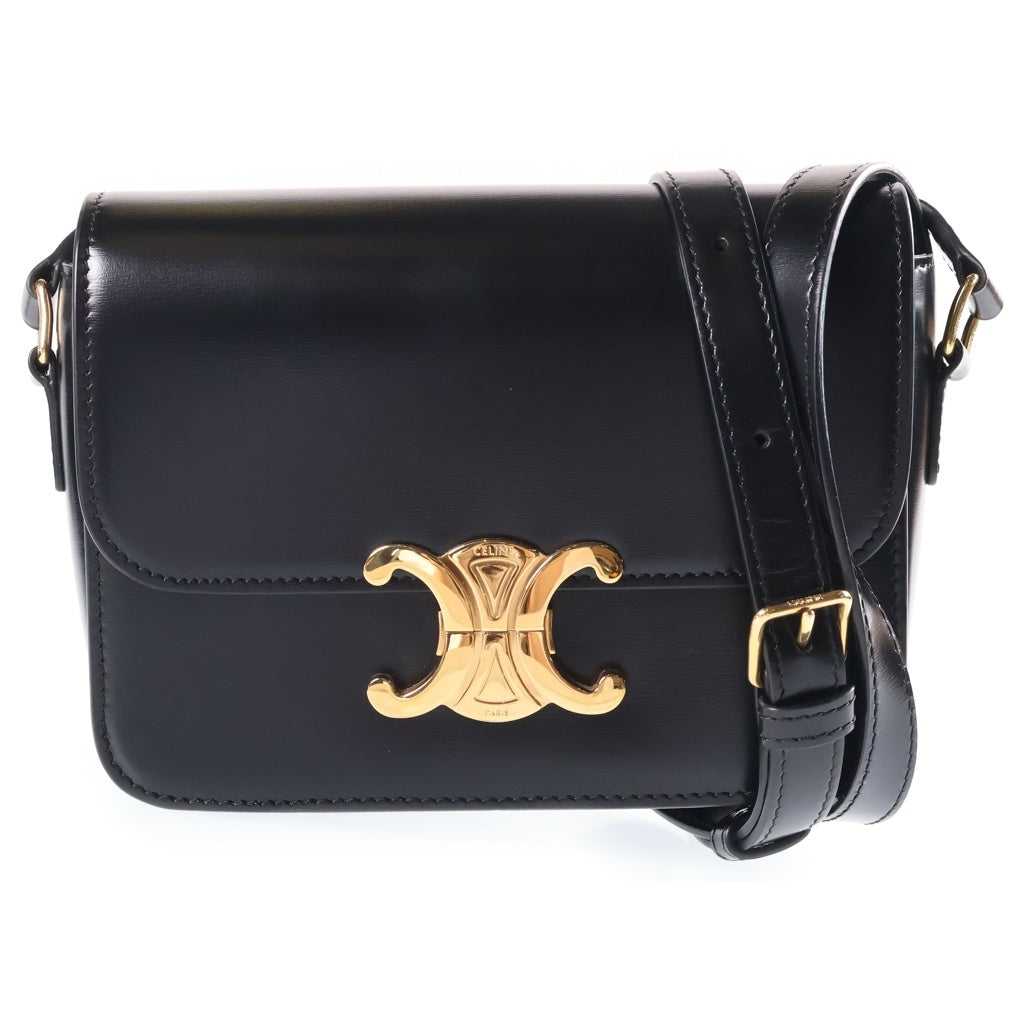 CELINE(セリーヌ) ティーン トリオンフ ショルダーバッグ ブラック レザー ゴールド金具 レディース