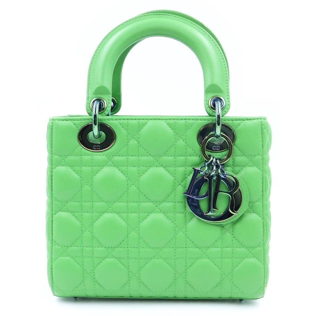 Christian Dior(クリスチャンディオール) レディディオール スモール 2WAYハンドバッグ ショルダーバッグ グリーン レザー ブラック金具 レディース