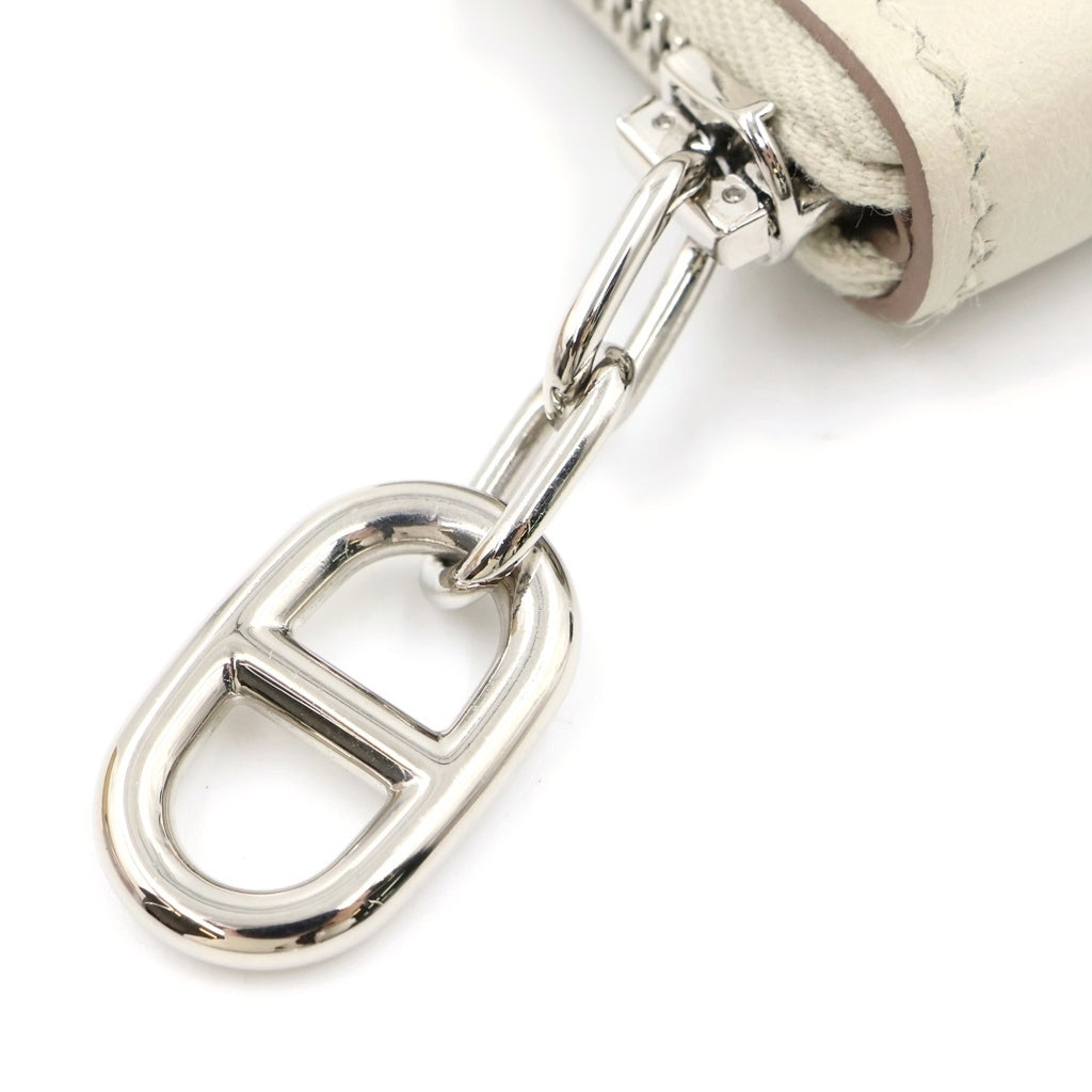 HERMES(エルメス) ジップアンゴー コンパクト エバーカラー シルバー金具 ラウンドファスナーミニ財布 コインケース 小銭入れ コンパクトウォレット カードケース B刻印 ホワイト