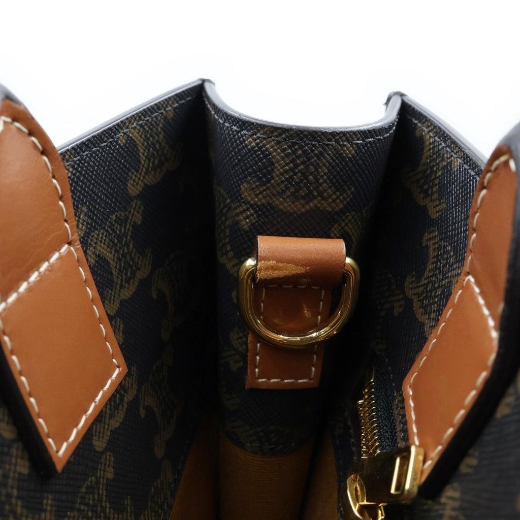 CELINE(セリーヌ) トリオンフ バーティカルカバ スモール PVC レザー 2WAY ハンドバッグ ショルダーバッグ ブラウン レディース