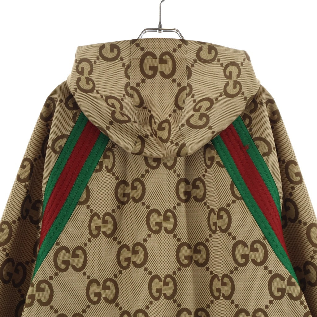 GUCCI(グッチ) Zip-Up Jumbo GG Pattern Hooded Polyester Blouson ジップアップ ジャンボ フーディブルゾン パーカー ベージュ ポリエステル 713974 XJETI