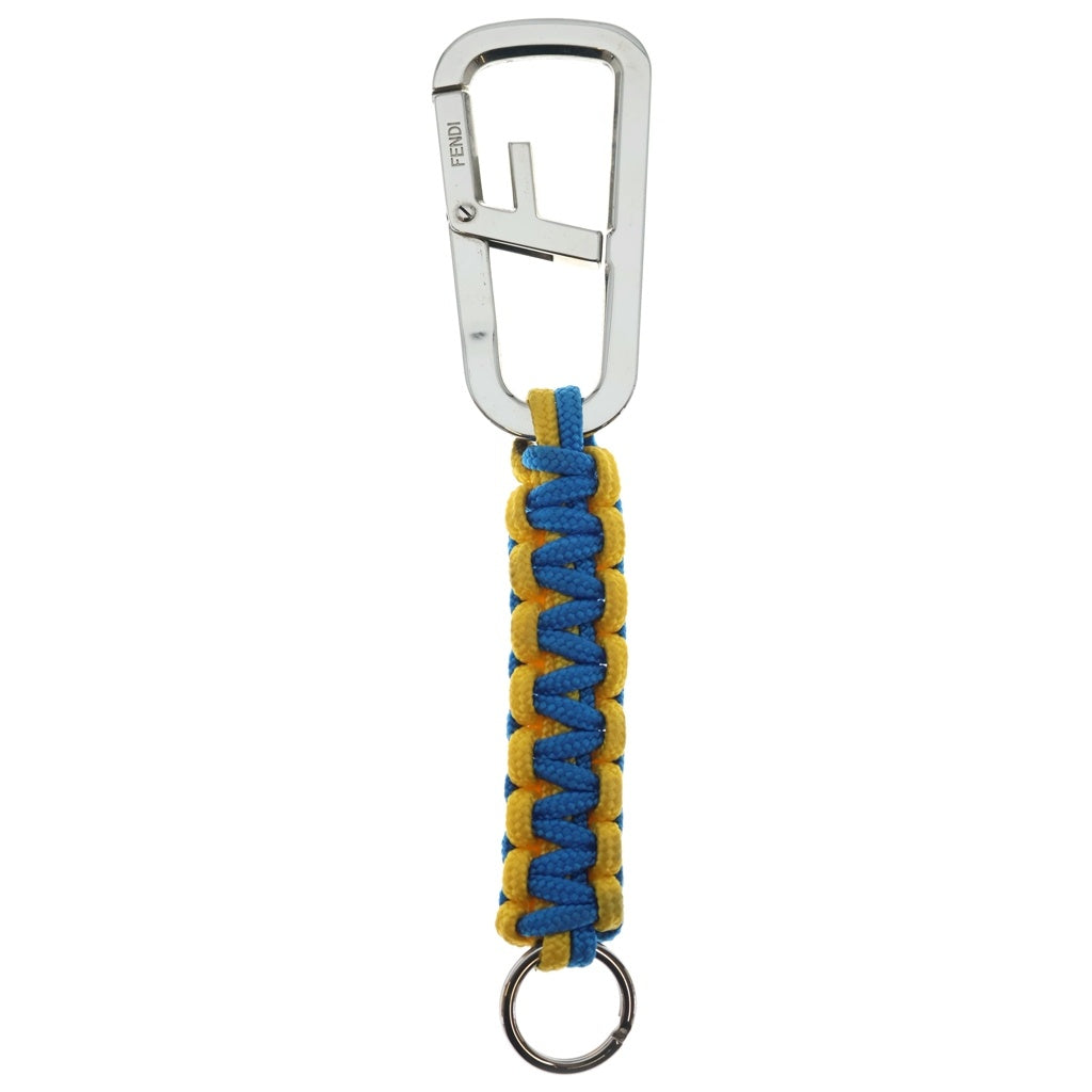 FENDI(フェンディ) Fロゴ カラビナ パラコード チャーム キーホルダー ブルー/イエロー レディース