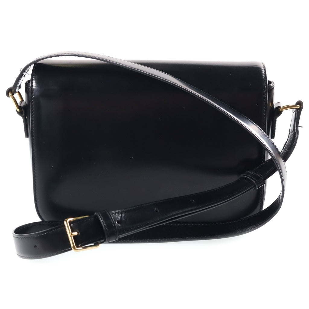 CELINE(セリーヌ) ティーントリオンフ ショルダーバッグ ブラック シャイニーカーフスキン ゴールド金具 レディース