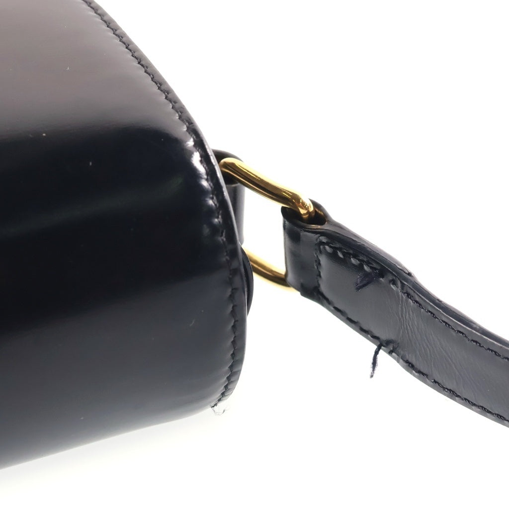 CELINE(セリーヌ) ティーントリオンフ ショルダーバッグ ブラック シャイニーカーフスキン ゴールド金具 レディース