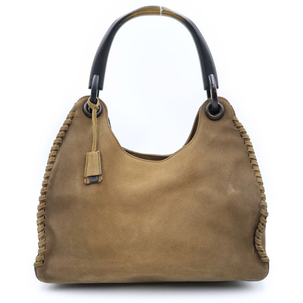 GUCCI(グッチ) ウッドハンドル ホーボーバッグ ワンショルダーバッグ ブラウン スエード 106236 レディース