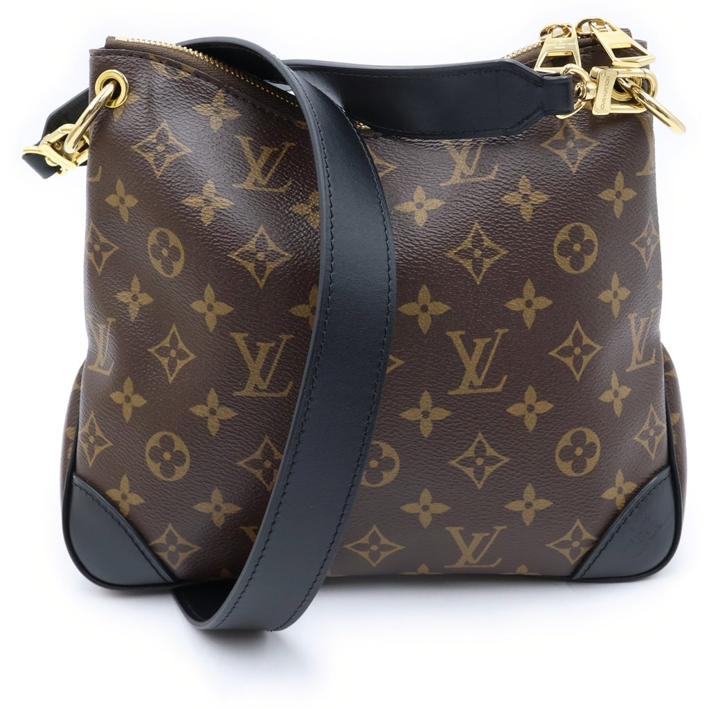 LOUIS VUITTON(ルイヴィトン) モノグラム オデオンNM PM ショルダーバッグ ブラウン×ブラック レザー×PVC M45353 ゴールド金具 レディース