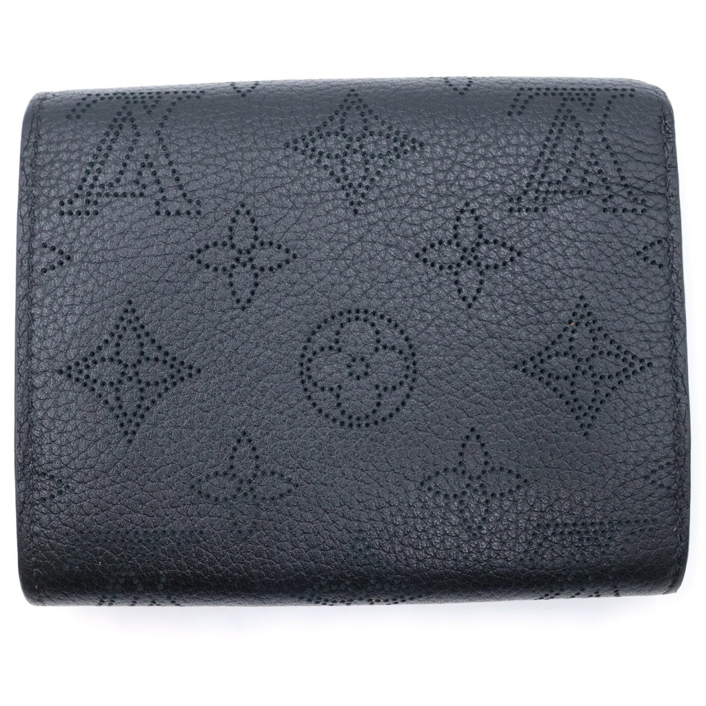 LOUIS VUITTON(ルイヴィトン) モノグラムマヒナ ポルトフォイユイリスコンパクト ウォレット 三つ折り財布 ブラック ノワール レザー M62540 シルバー金具 レディース