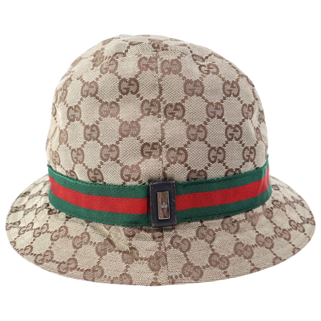 GUCCI(グッチ) GGキャンバス シェリーライン ポリエステル×コットン バケットハット バケハ 帽子 #XL ベージュ