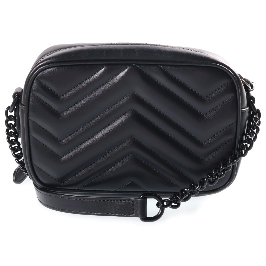 GUCCI(グッチ) GGマーモント ショルダーバッグ ミニバッグ ソーブラック ブラック レザー 634936 ブラック金具 レディース
