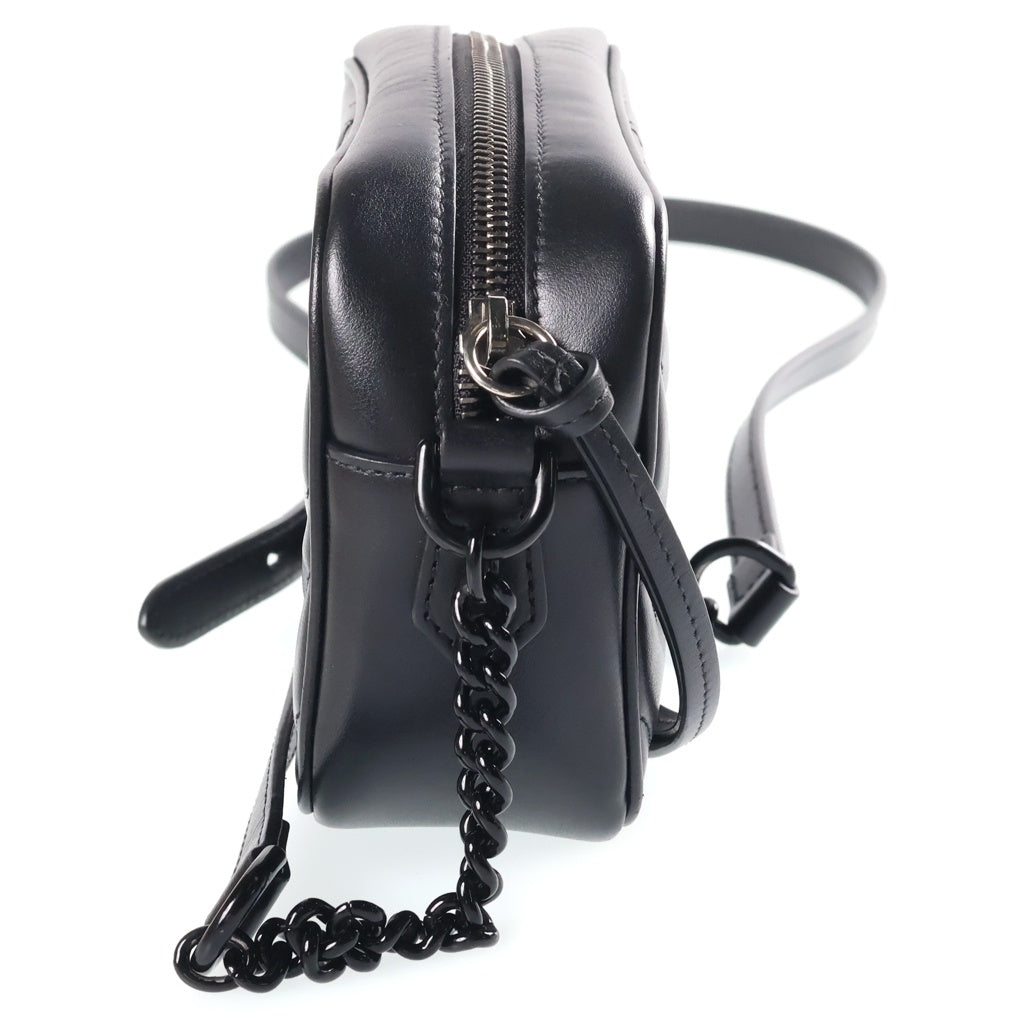 GUCCI(グッチ) GGマーモント ショルダーバッグ ミニバッグ ソーブラック ブラック レザー 634936 ブラック金具 レディース