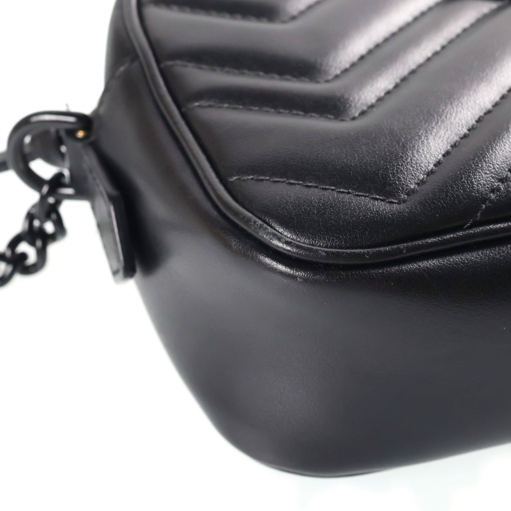 GUCCI(グッチ) GGマーモント ショルダーバッグ ミニバッグ ソーブラック ブラック レザー 634936 ブラック金具 レディース