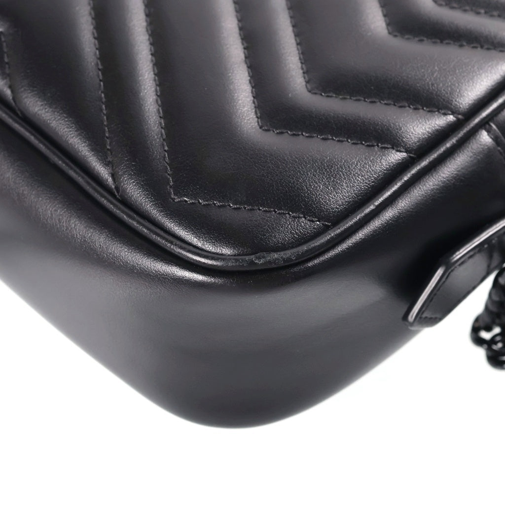 GUCCI(グッチ) GGマーモント ショルダーバッグ ミニバッグ ソーブラック ブラック レザー 634936 ブラック金具 レディース