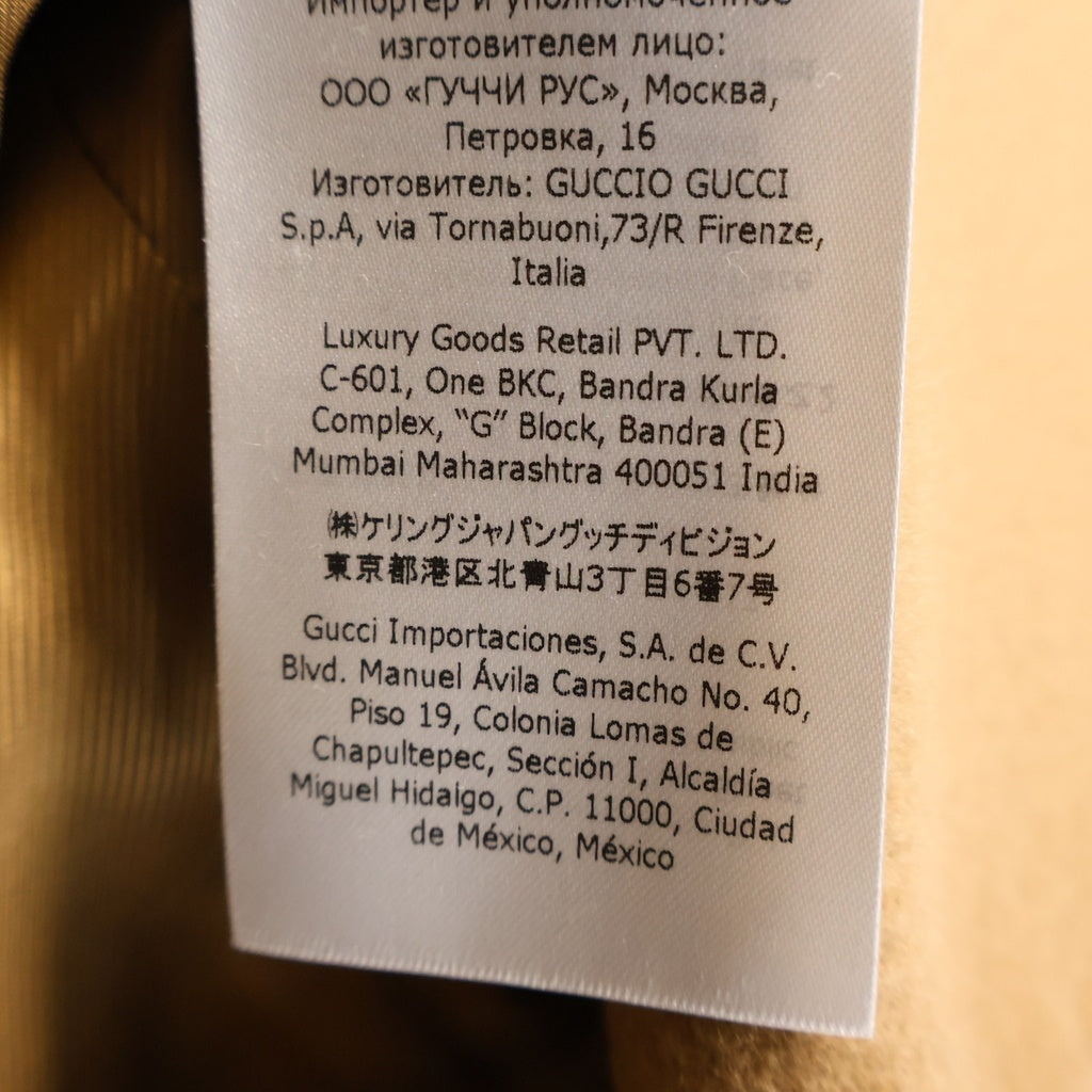 GUCCI(グッチ) 袖ロゴ シングルブレスト ウール ロングコート チェスターコート アウター #36 ブラウン 652015 ZAAL6 レディース