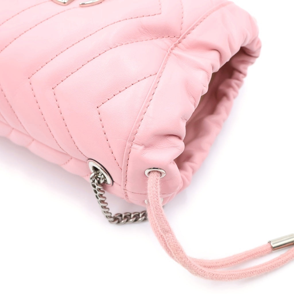 GUCCI(グッチ) GGマーモント スモール バケットバッグ チェーンショルダーバッグ ピンク レザー 575163 シルバー金具 レディース