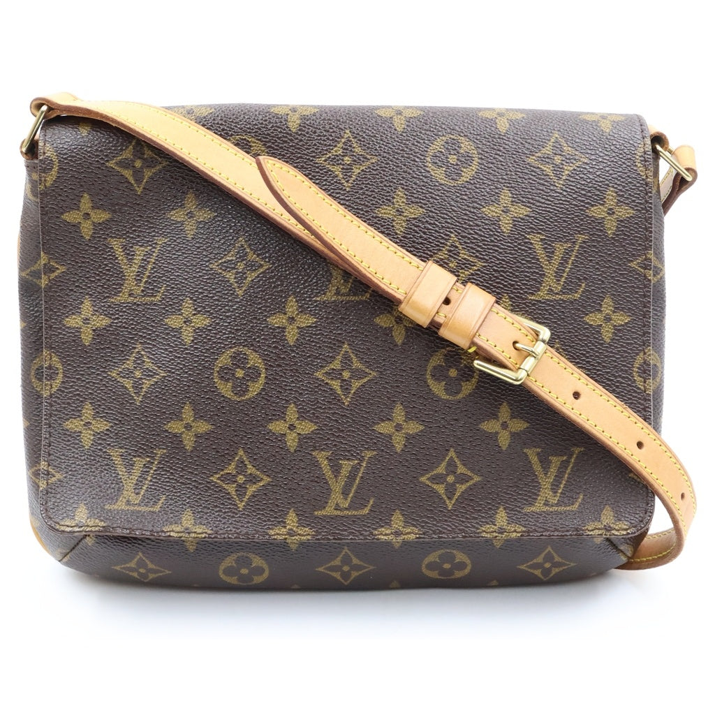 LOUIS VUITTON(ルイヴィトン) モノグラム ミュゼットタンゴ ショルダーバッグ ブラウン レザー×PVC M51388 ゴールド金具 レディース