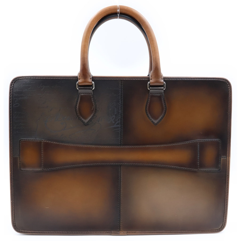 Berluti(ベルルッティ) カリグラフィー パッチワーク スクリット ビジネスバッグ ショルダーバッグ 2WAY ブラウン レザー 235685 レディース