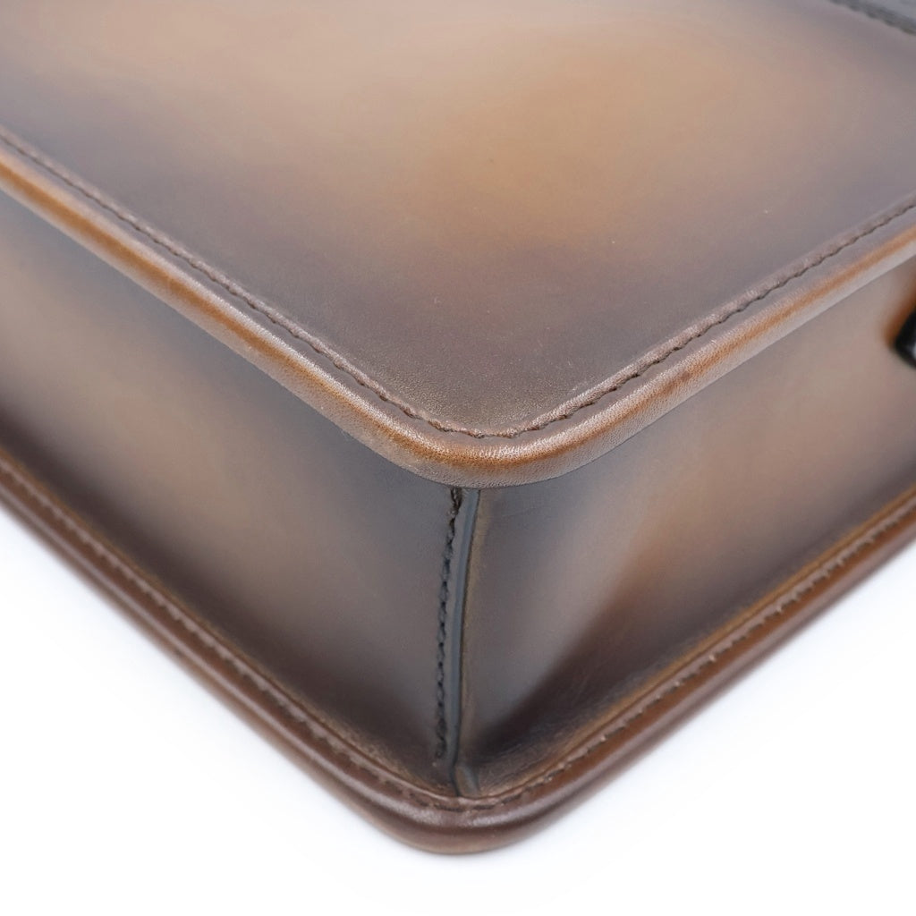 Berluti(ベルルッティ) カリグラフィー パッチワーク スクリット ビジネスバッグ ショルダーバッグ 2WAY ブラウン レザー 235685 レディース