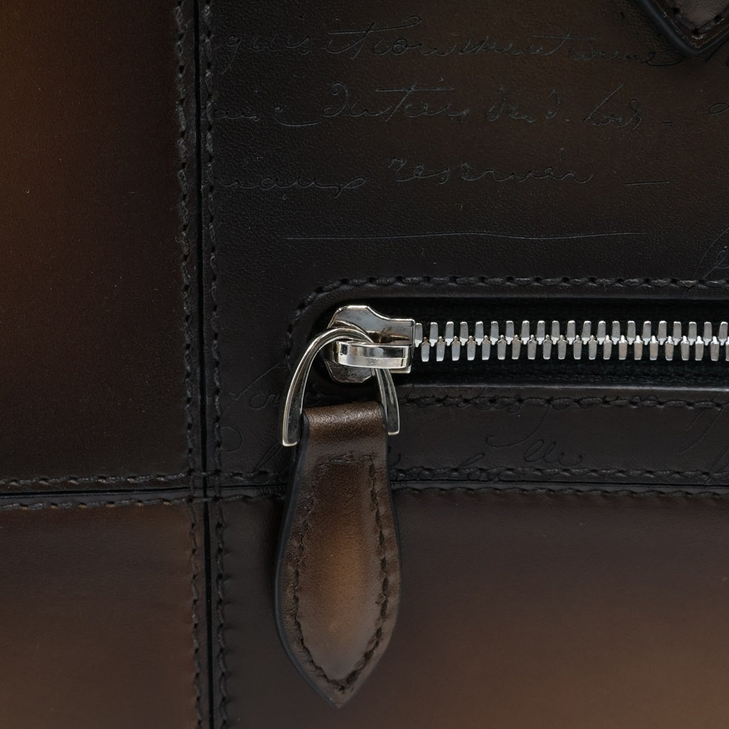 Berluti(ベルルッティ) カリグラフィー パッチワーク スクリット ビジネスバッグ ショルダーバッグ 2WAY ブラウン レザー 235685 レディース