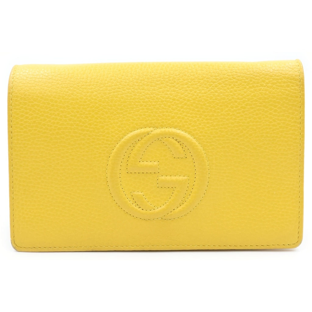 GUCCI(グッチ) ソーホー チェーンウォレット ショルダーバッグ イエロー レザー 598211 ゴールド金具 レディース