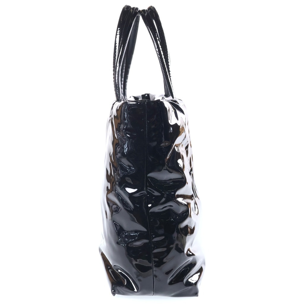 SAINT LAURENT PARIS(サンローランパリ) ロゴ パテント マキシトートバッグ ハンドバッグ ブラック エナメル 777487 レディース