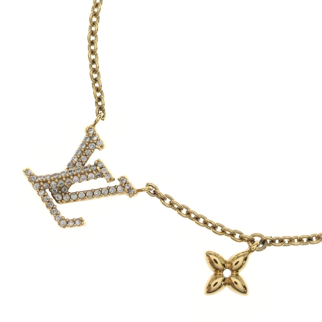 LOUIS VUITTON(ルイヴィトン) LVアイコニック ロゴラインストーン ネックレス ペンダント チェーン ゴールド M00596 レディース