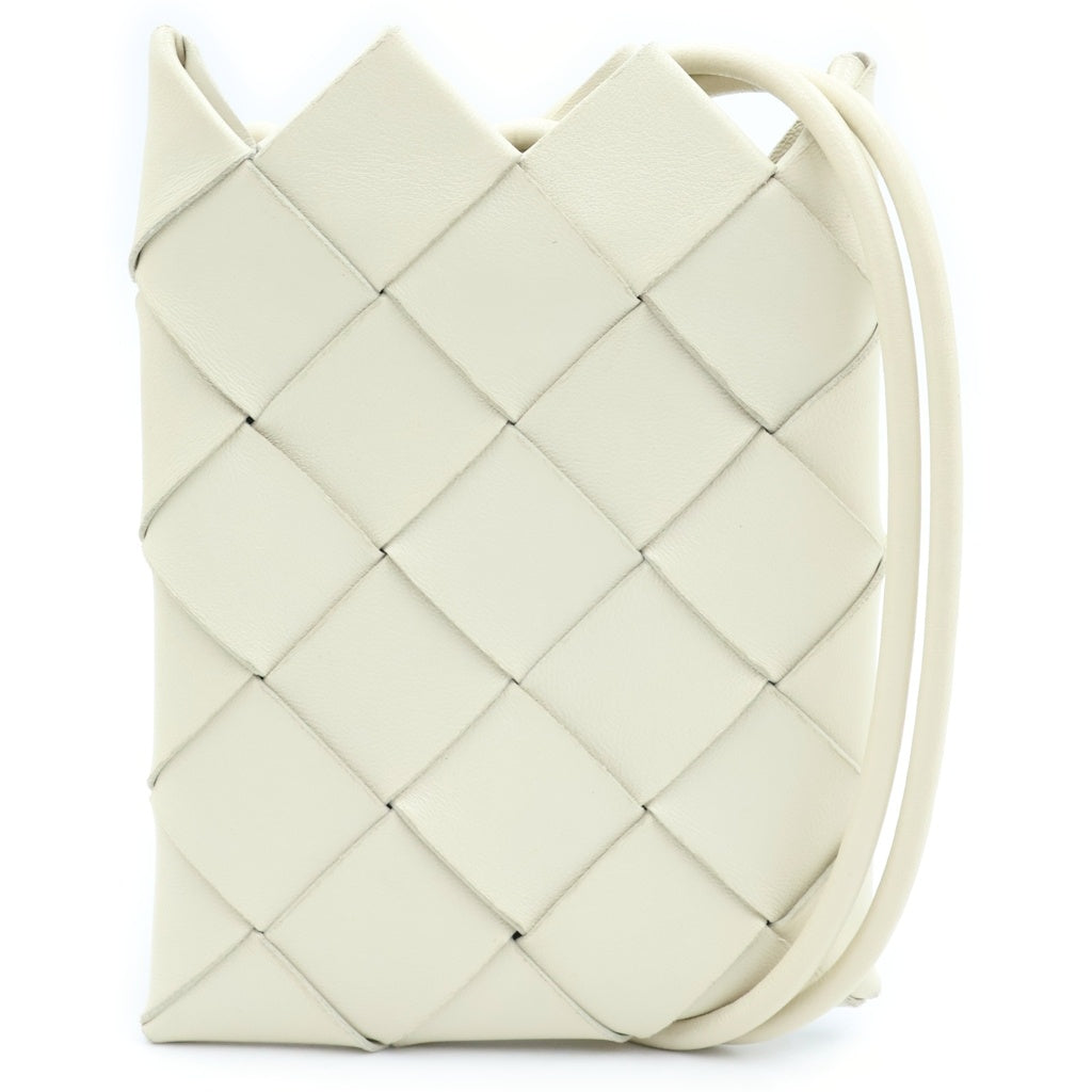 BOTTEGA VENETA(ボッテガヴェネタ) イントレチャート ポシェット フォンポーチ レザー アイボリー 619019 VCQC4 9644 レディース
