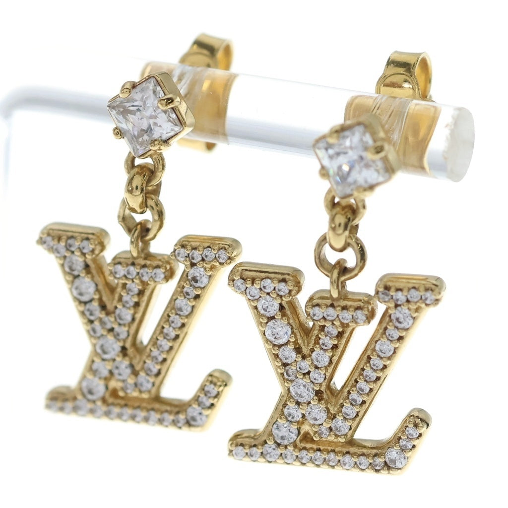 LOUIS VUITTON(ルイヴィトン) モノグラム ラインストーン ピアス レディ・LV ゴールド GP M01844