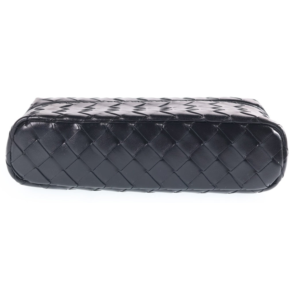 BOTTEGA VENETA(ボッテガヴェネタ) イントレチャート バン バニティーバッグ ショルダーバッグ ブラック レザー 789109 ゴールド金具 レディース