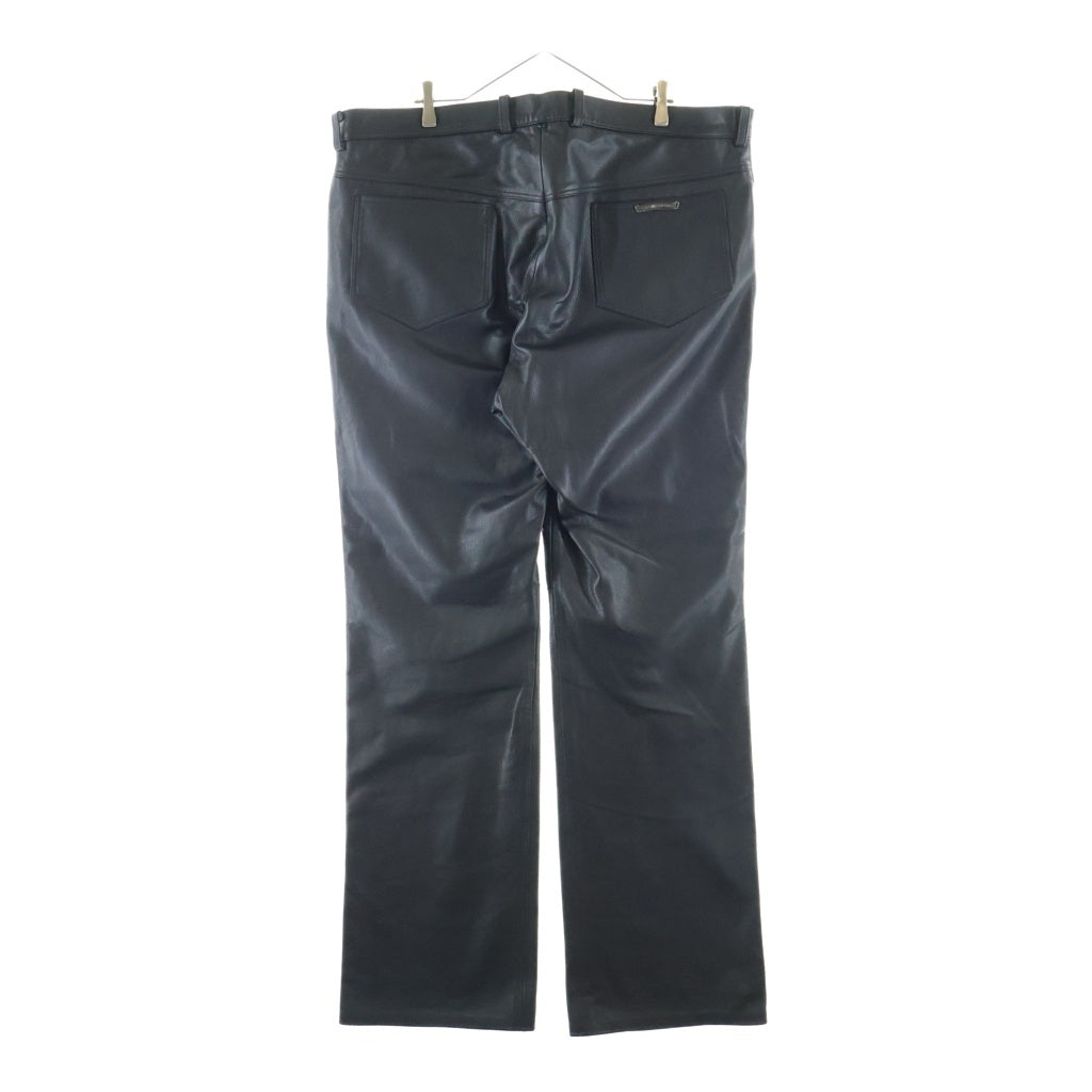 CHROME HEARTS(クロムハーツ) LTHR PANTS フレアニー クロスボールボタンフライ レザーパンツ ブラック