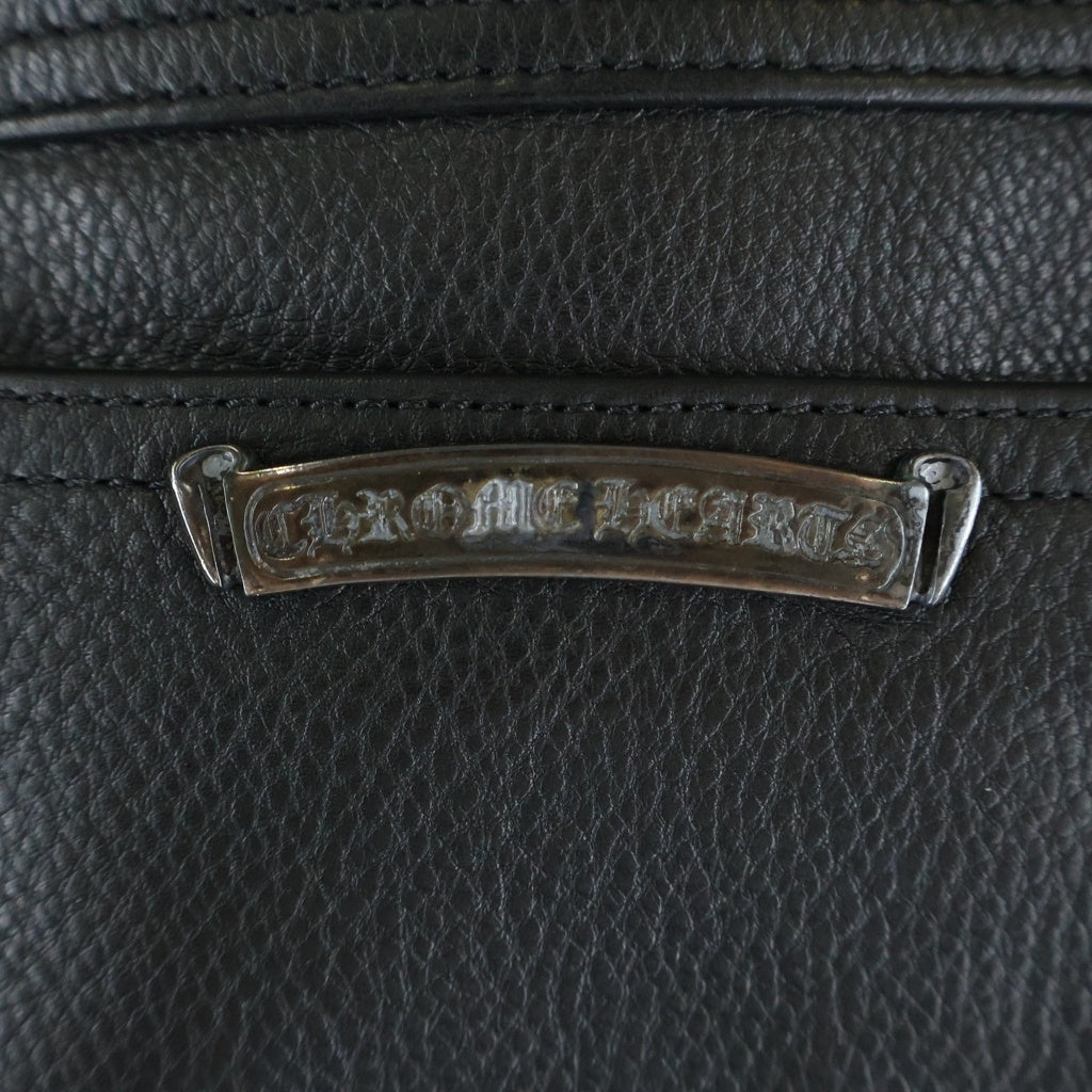 CHROME HEARTS(クロムハーツ) LTHR PANTS フレアニー クロスボールボタンフライ レザーパンツ ブラック